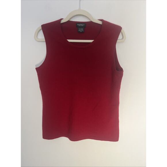 Lord Taylor Sweater Women L/G Red Cashmere Vest Minimalist old money - Picture 1 of 8